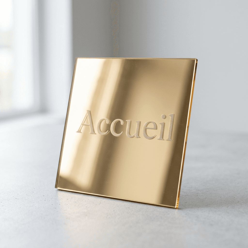 Exemple de plaque gravée miroir
